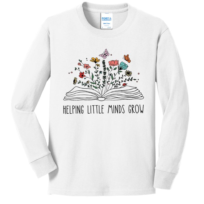 Helping Little Minds Grow Wildflowers Teacher To School Kids Long Sleeve Shirt