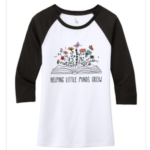 Helping Little Minds Grow Wildflowers Teacher To School Women's Tri-Blend 3/4-Sleeve Raglan Shirt