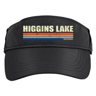 Higgins Lake Michigan Retro Style 1980's Logo Adult Drive Performance Visor