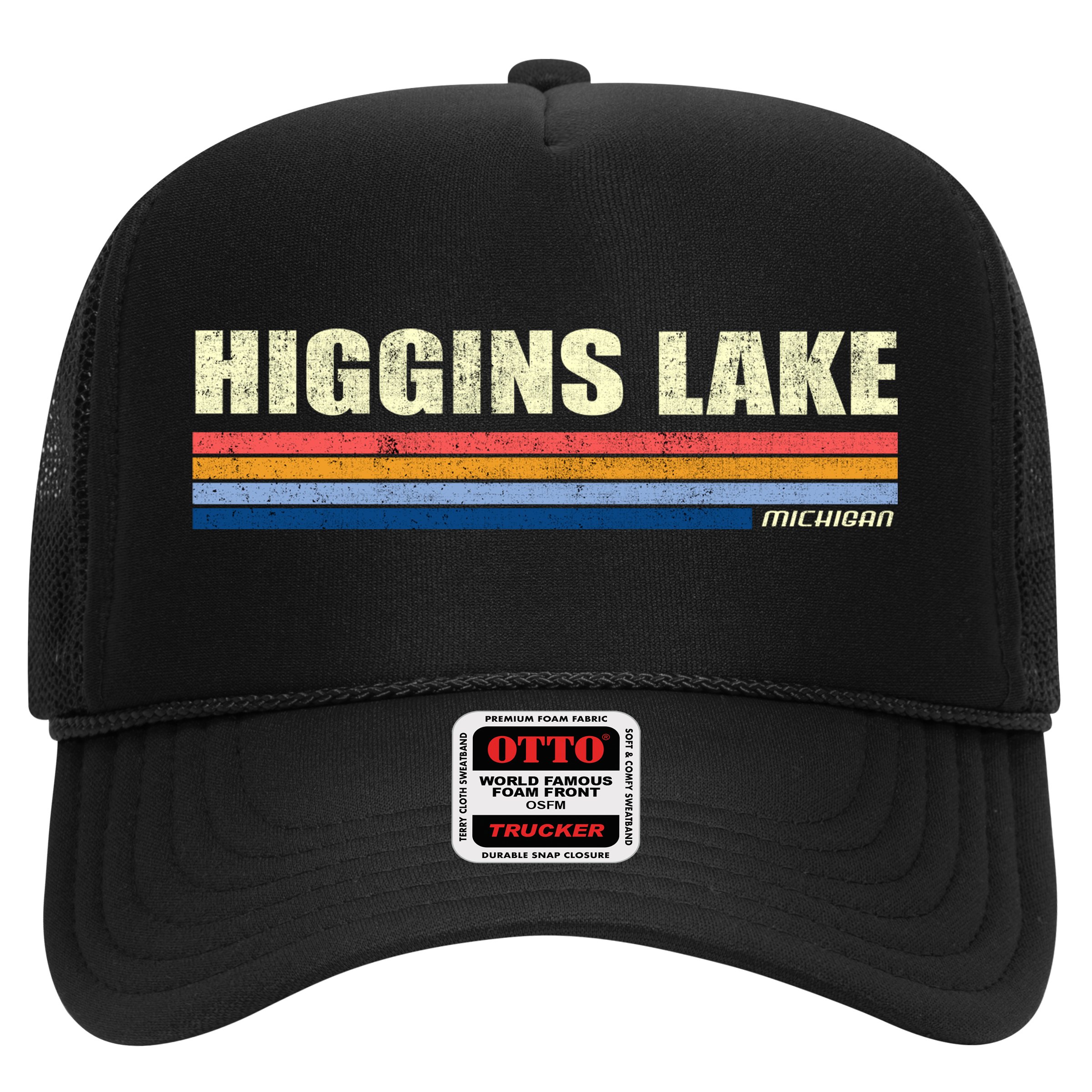 Higgins Lake Michigan Retro Style 1980's Logo Hat