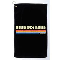 Higgins Lake Michigan Retro Style 1980's Logo Golf Towel