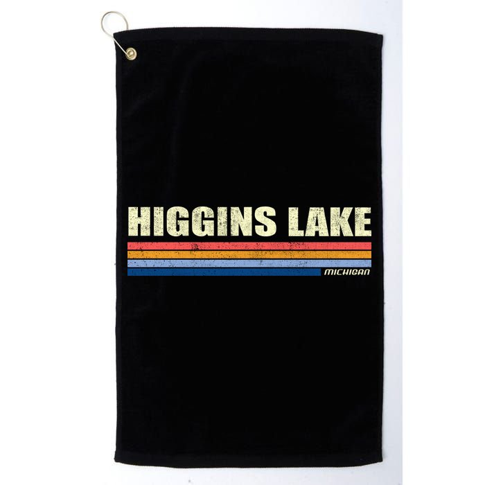 Higgins Lake Michigan Retro Style 1980's Logo Golf Towel