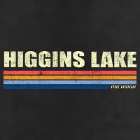 Higgins Lake Michigan Retro Style 1980's Logo Golf Towel