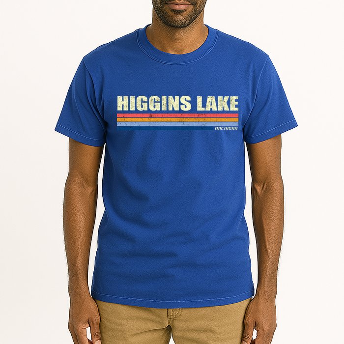 Higgins Lake Michigan Retro Style 1980's Logo Tall T-Shirt