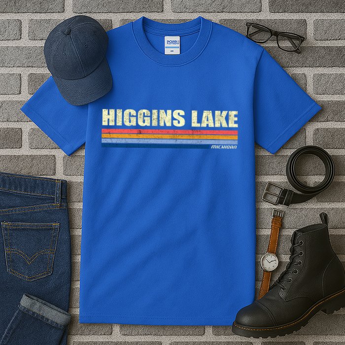 Higgins Lake Michigan Retro Style 1980's Logo Tall T-Shirt