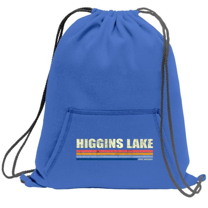 Higgins Lake Michigan Retro Style 1980's Logo Sweatshirt Cinch Pack Bag