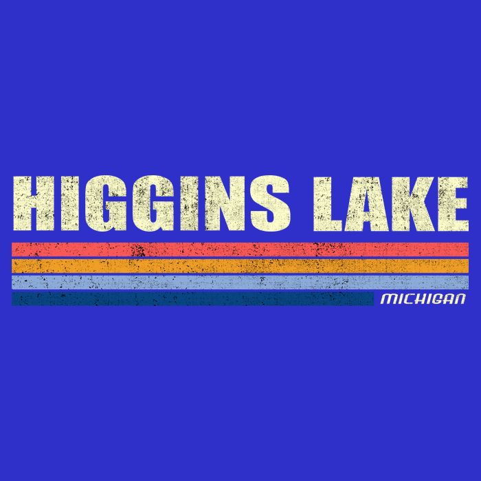 Higgins Lake Michigan Retro Style 1980's Logo Polo