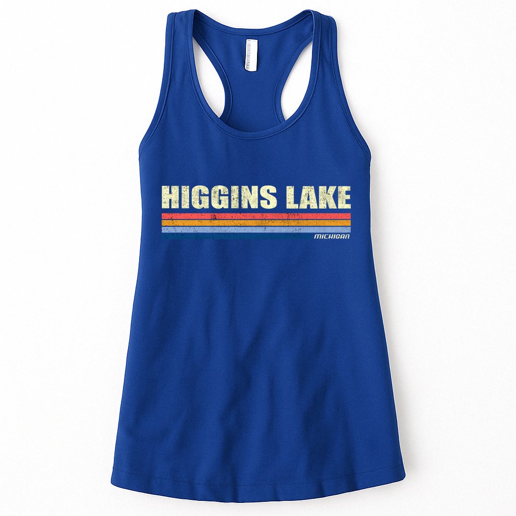 Higgins Lake Michigan Retro Style 1980's Logo Womens Tank Top