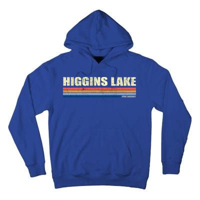 Higgins Lake Michigan Retro Style 1980's Logo Tall Hoodie