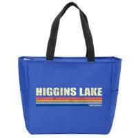 Higgins Lake Michigan Retro Style 1980's Logo Zip Tote Bag