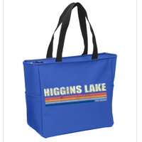 Higgins Lake Michigan Retro Style 1980's Logo Zip Tote Bag