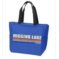 Higgins Lake Michigan Retro Style 1980's Logo Zip Tote Bag