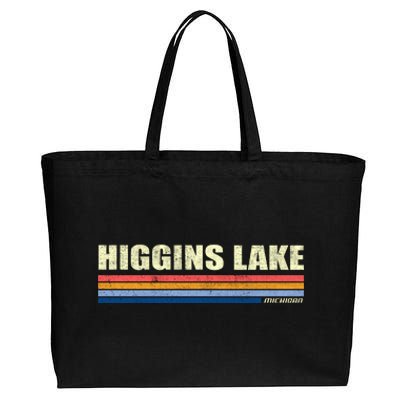 Higgins Lake Michigan Retro Style 1980's Logo Cotton Canvas Jumbo Tote