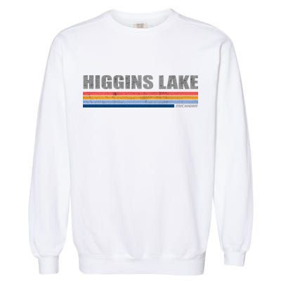 Higgins Lake Michigan Retro Style 1980's Logo Garment-Dyed Sweatshirt