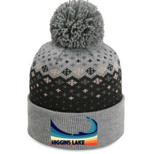 Higgins Lake Michigan Retro Boating Sailing & Fishing The Baniff Cuffed Pom Beanie