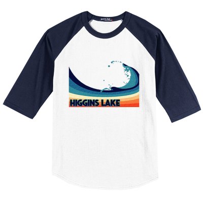 Higgins Lake Michigan Retro Boating Sailing & Fishing Baseball Sleeve Shirt