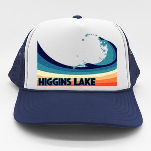 Higgins Lake Michigan Retro Boating Sailing & Fishing Trucker Hat