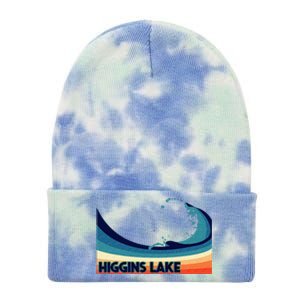 Higgins Lake Michigan Retro Boating Sailing & Fishing Tie Dye 12in Knit Beanie