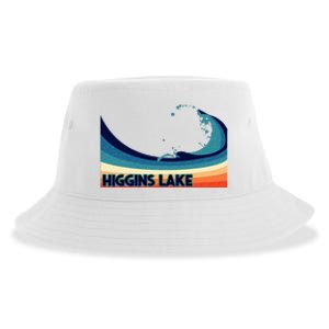 Higgins Lake Michigan Retro Boating Sailing & Fishing Sustainable Bucket Hat