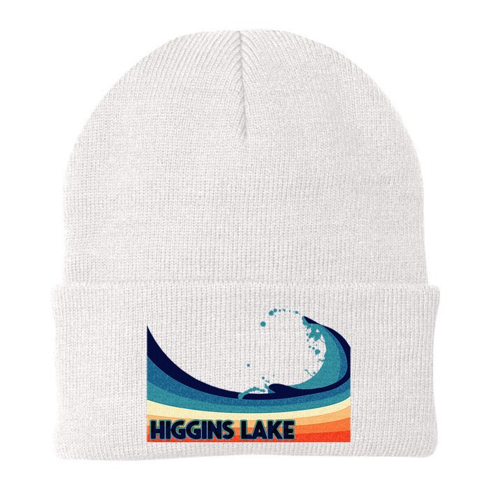 Higgins Lake Michigan Retro Boating Sailing & Fishing Knit Cap Winter Beanie