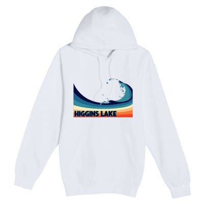 Higgins Lake Michigan Retro Boating Sailing & Fishing Premium Pullover Hoodie