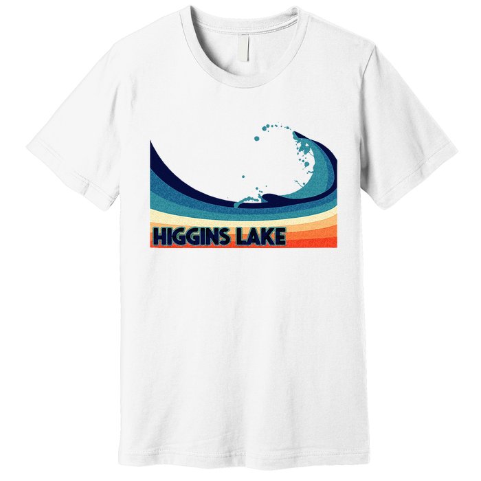 Higgins Lake Michigan Retro Boating Sailing & Fishing Premium T-Shirt