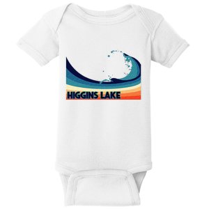 Higgins Lake Michigan Retro Boating Sailing & Fishing Baby Bodysuit