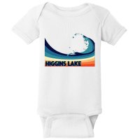 Higgins Lake Michigan Retro Boating Sailing & Fishing Baby Bodysuit