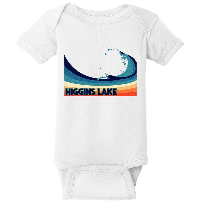 Higgins Lake Michigan Retro Boating Sailing & Fishing Baby Bodysuit