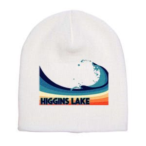 Higgins Lake Michigan Retro Boating Sailing & Fishing Short Acrylic Beanie