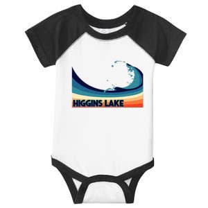 Higgins Lake Michigan Retro Boating Sailing & Fishing Infant Baby Jersey Bodysuit