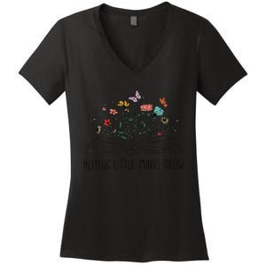 Helping Little Minds Grow Wildflowers Teacher Back To School Women's V-Neck T-Shirt