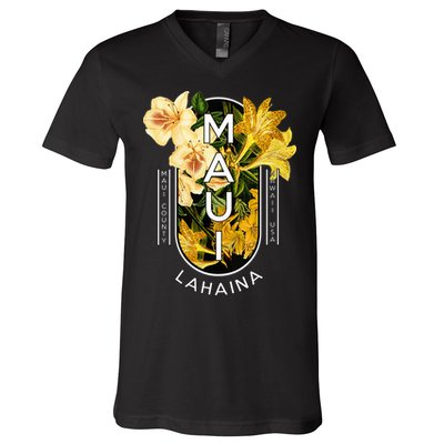 Hawaii Lahaina Maui Floral V-Neck T-Shirt