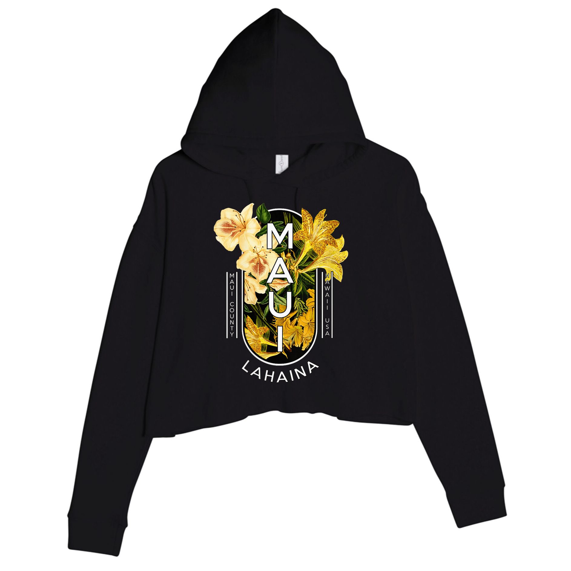 Hawaii Lahaina Maui Floral Crop Fleece Hoodie