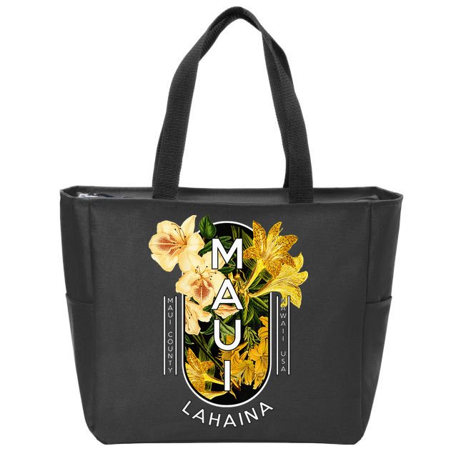 Hawaii Lahaina Maui Floral Zip Tote Bag
