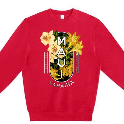 Hawaii Lahaina Maui Floral Premium Crewneck Sweatshirt