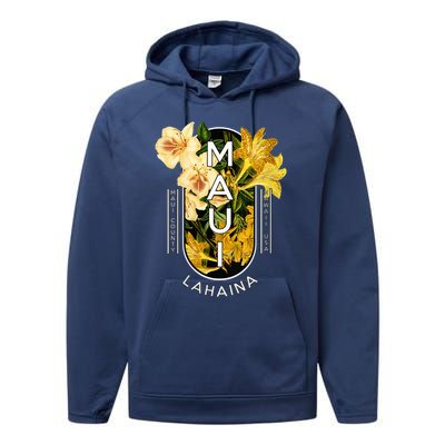 Hawaii Lahaina Maui Floral Performance Fleece Hoodie