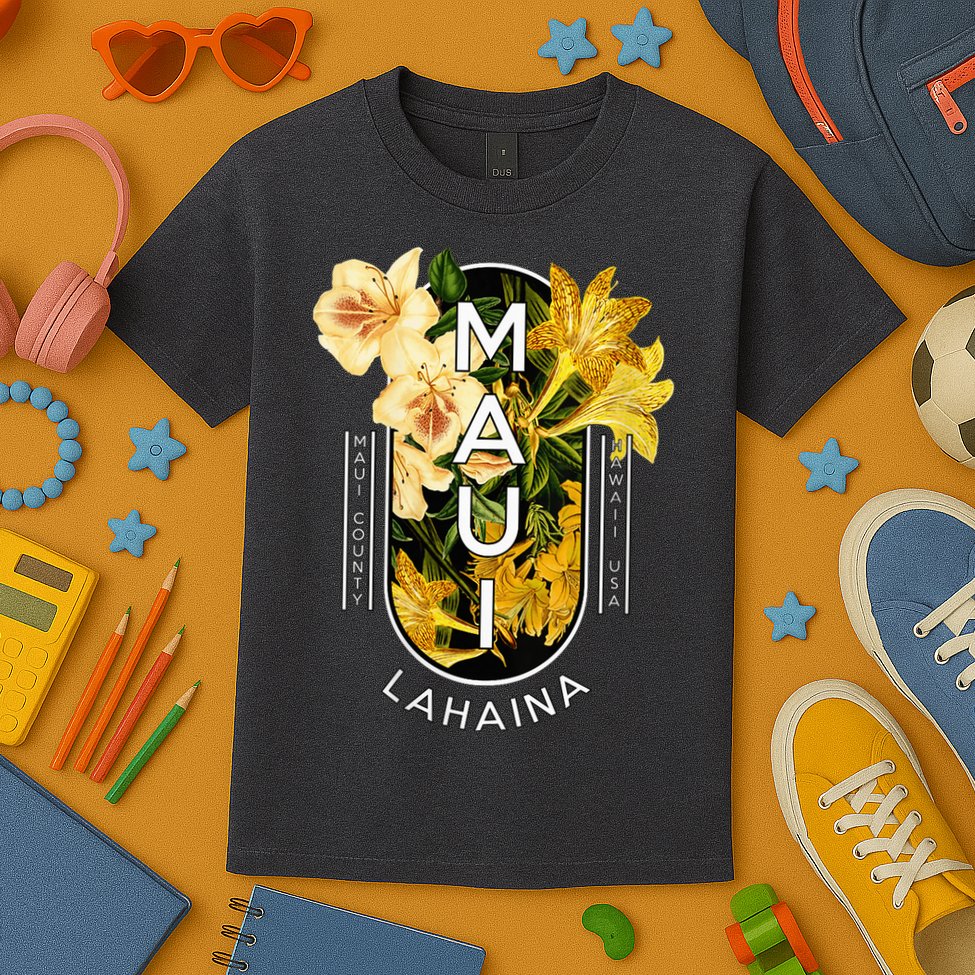 Hawaii Lahaina Maui Floral Kids T-Shirt