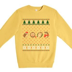 Hedgehogs Lover Merry Christmas Ugly Xmas Premium Crewneck Sweatshirt