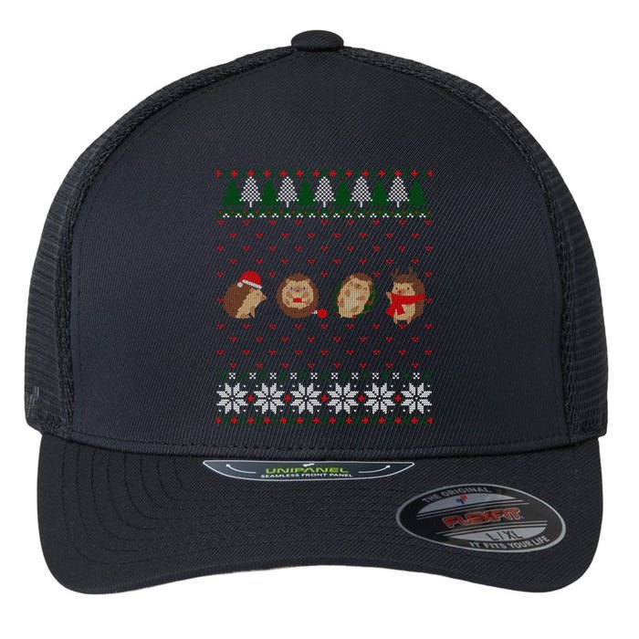 Hedgehogs Lover Merry Christmas Ugly Xmas Flexfit Unipanel Trucker Cap