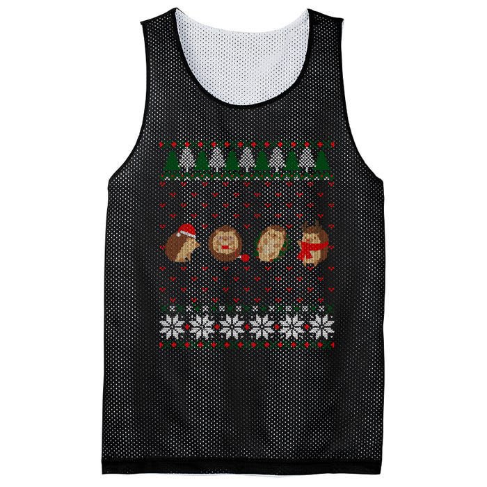 Hedgehogs Lover Merry Christmas Ugly Xmas Mesh Reversible Basketball Jersey Tank