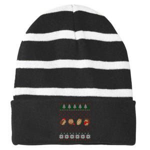 Hedgehogs Lover Merry Christmas Ugly Xmas Striped Beanie with Solid Band