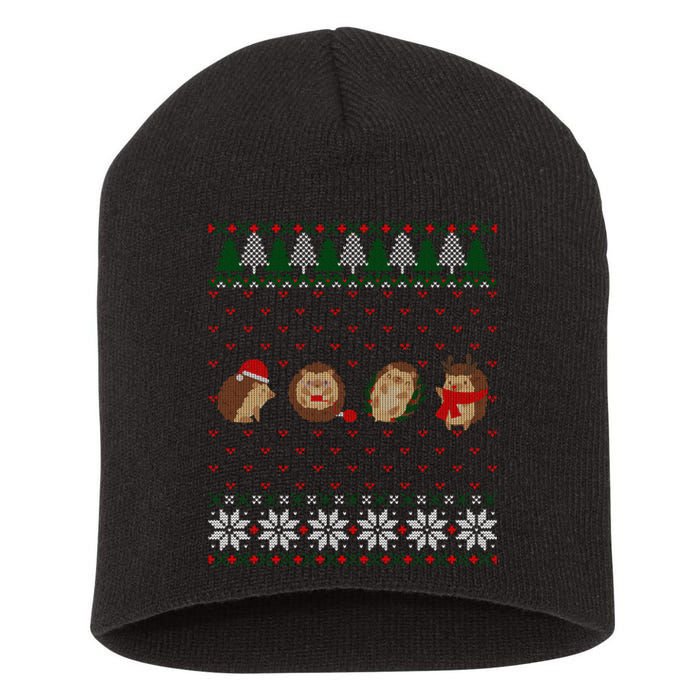 Hedgehogs Lover Merry Christmas Ugly Xmas Short Acrylic Beanie