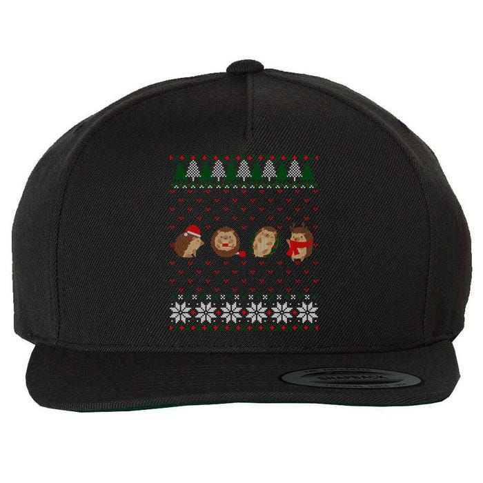 Hedgehogs Lover Merry Christmas Ugly Xmas Wool Snapback Cap