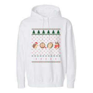 Hedgehogs Lover Merry Christmas Ugly Xmas Garment-Dyed Fleece Hoodie