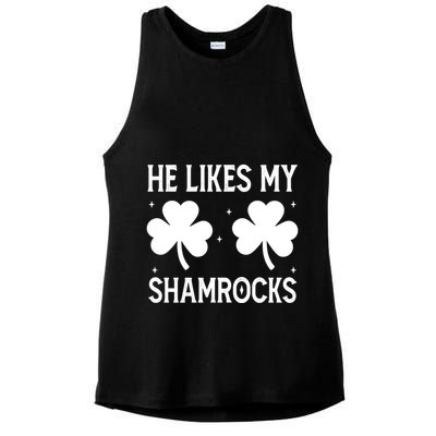 He Likes My Shamrocks Funny St Patricks Day Ladies PosiCharge Tri-Blend Wicking Tank
