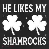He Likes My Shamrocks Funny St Patricks Day 7 Panel Mesh Trucker Snapback Hat