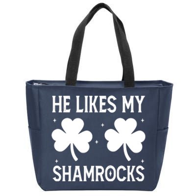 He Likes My Shamrocks Funny St Patricks Day Zip Tote Bag