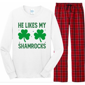 He Likes My Shamrocks Funny St Patricks Day Long Sleeve Pajama Set