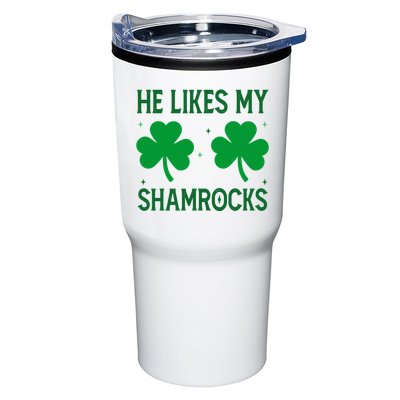He Likes My Shamrocks Funny St Patricks Day Tumbler